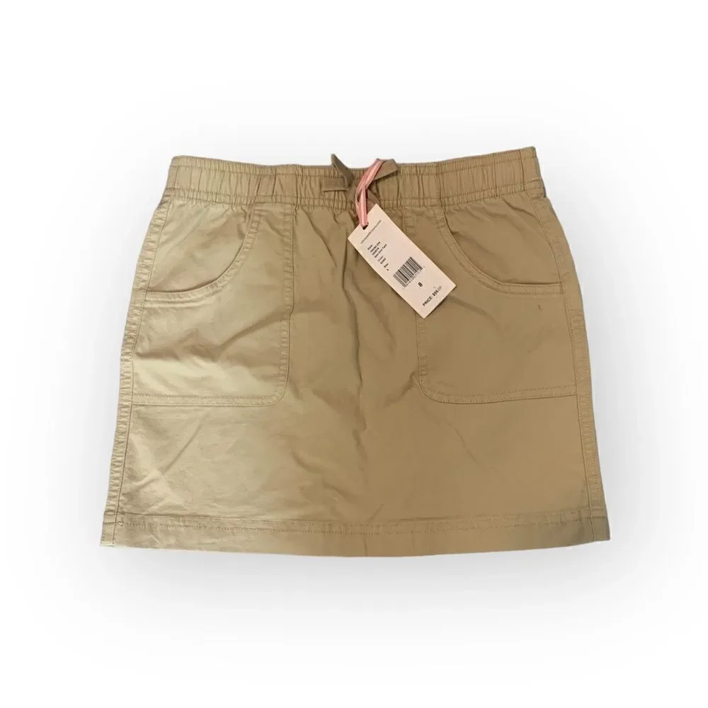 NWT New VINEYARD VINES Khaki Sand Elastic Waist Skirt Whale Logo Girls 8